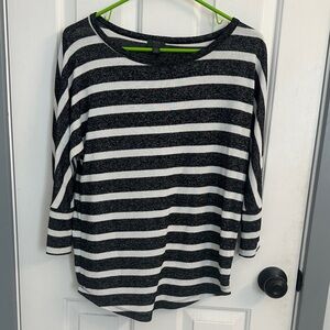 41 Hawthorn Black and White Striped Long Sleeve Top